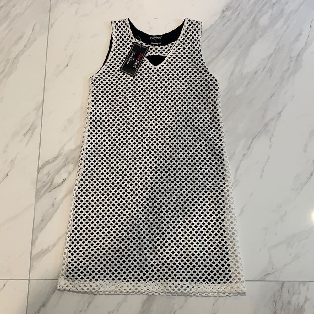 Pink Jewel by Flowers by Zoe dress black white honeycomb